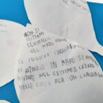 Biglietto scritto da un bambino su come inquinare di meno