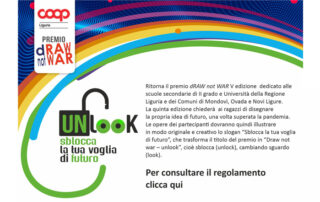 Locandina presentazione premio draw not war: sblocca la tua voglia di futuro