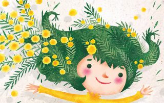 Disegno bambina con capelli verdi