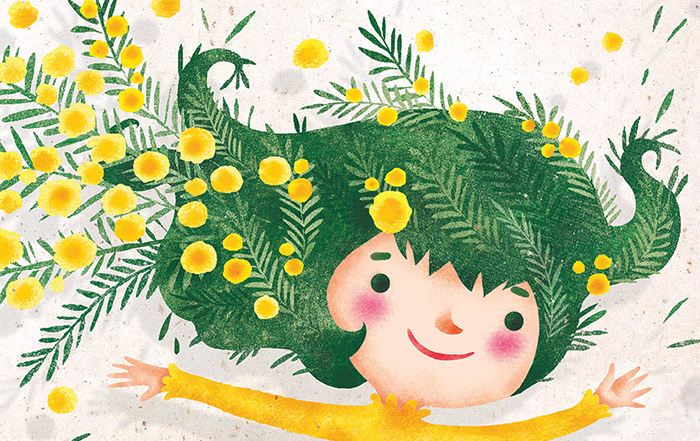Disegno bambina con capelli verdi