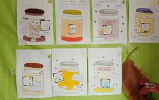 Barattoli di miele disegnati dai bambini
