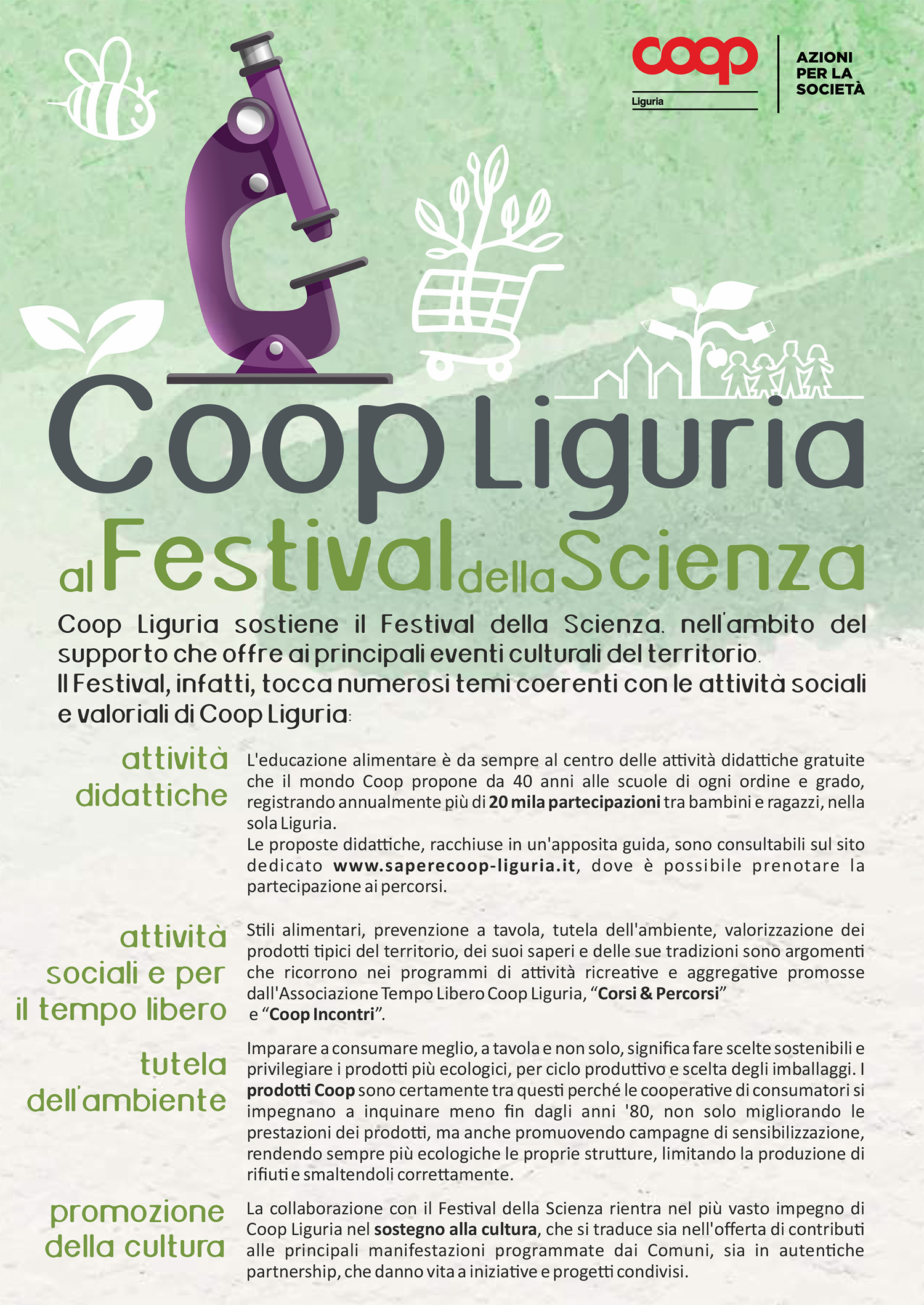Volantino programma di Coop Liguria Festival della scienza 2022