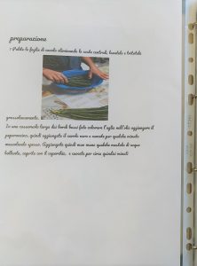 Pagina del ricettario in cui vengono spiegati i procedimenti di una ricetta corredati da immagini
