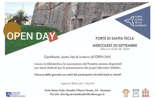 Volantino open day forte santa tecla ,ercoledì 20 settembre