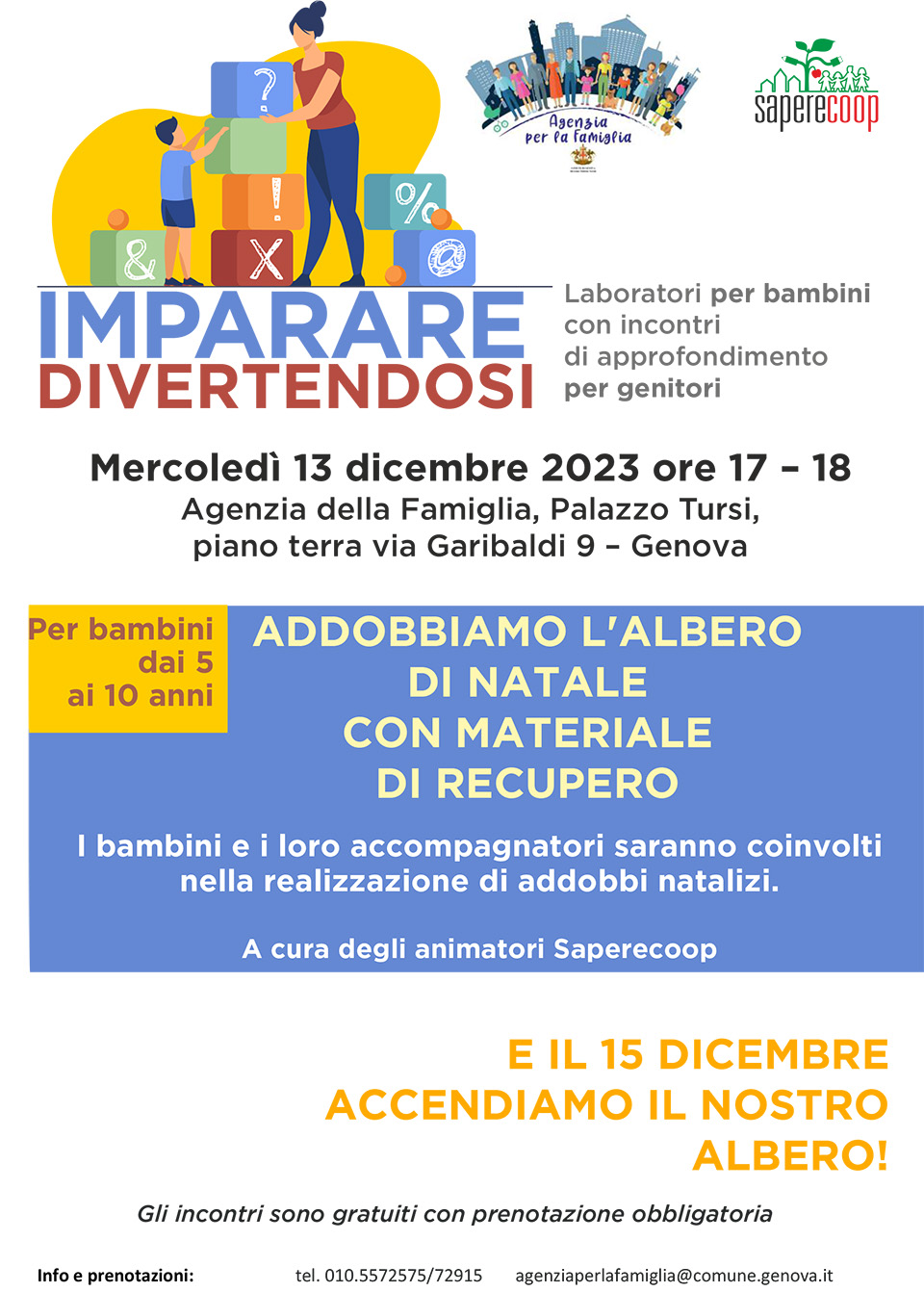 Volantino imparare divertendosi con immagine di donna e bambino Volantino imparare divertendosi con immagine di donna e bambino