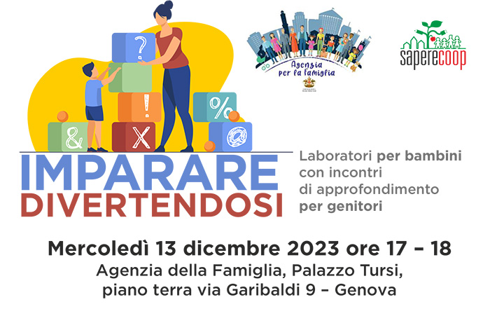anteprima Volantino imparare divertendosi con immagine di donna e bambino