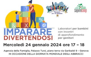 anteprima Volantino imparare divertendosi con immagine di donna e bambino