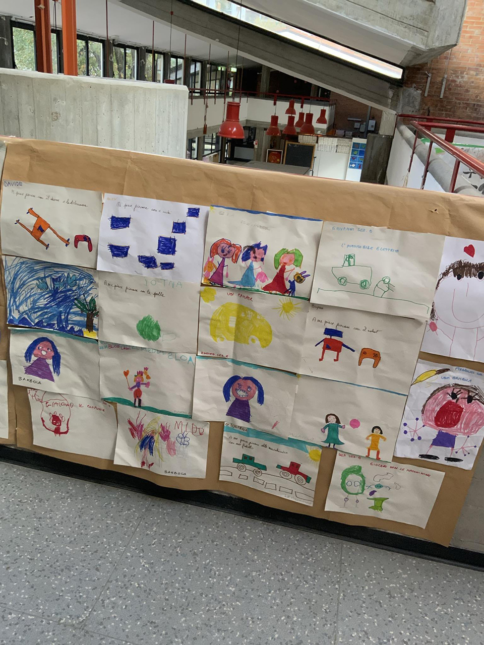 cartellone con vari disegni creati da bambini cartellone con vari disegni creati da bambini