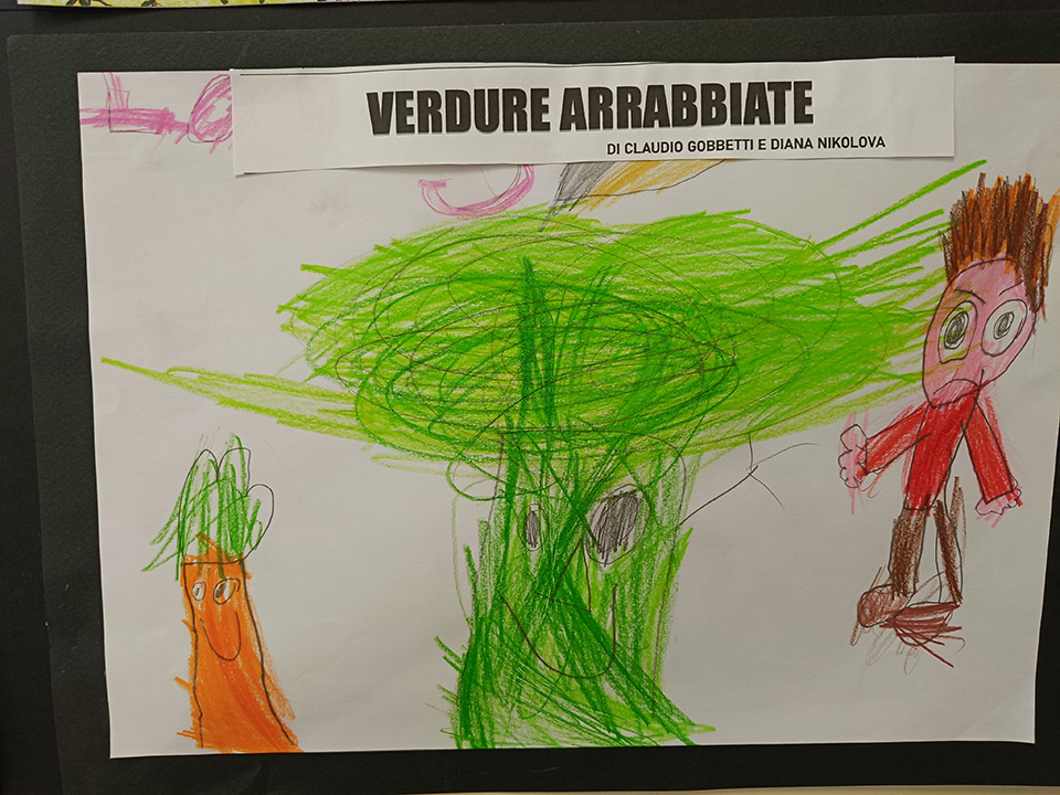foto di disegno creato da bambino con verdure e scritta verdure arrabbiate foto di disegno creato da bambino con verdure e scritta verdure arrabbiate