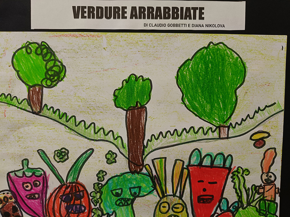 foto di disegno creato da bambino con verdure e scritta verdure arrabbiate foto di disegno creato da bambino con verdure e scritta verdure arrabbiate