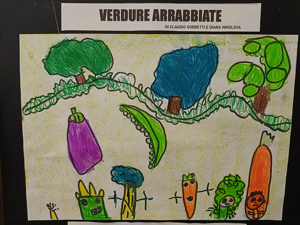 foto di disegno creato da bambino con verdure e scritta verdure arrabbiate foto di disegno creato da bambino con verdure e scritta verdure arrabbiate