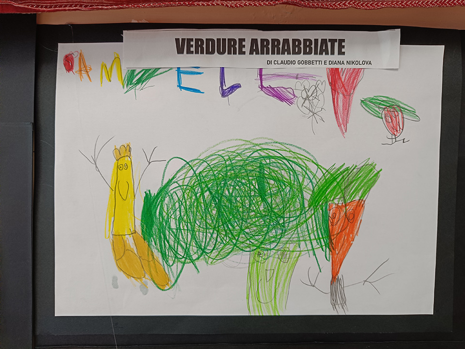 foto di disegno creato da bambino con verdure e scritta verdure arrabbiate foto di disegno creato da bambino con verdure e scritta verdure arrabbiate