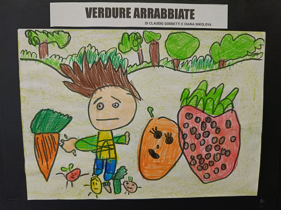 foto di disegno creato da bambino con verdure e scritta verdure arrabbiate foto di disegno creato da bambino con verdure e scritta verdure arrabbiate