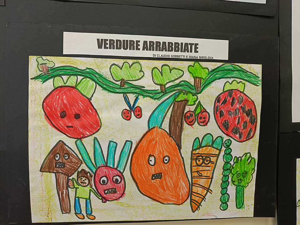 foto di disegno creato da bambino con verdure e scritta verdure arrabbiate foto di disegno creato da bambino con verdure e scritta verdure arrabbiate