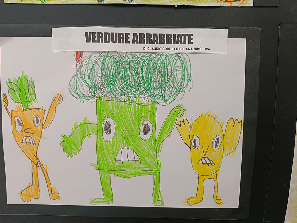 foto di disegno creato da bambino con verdure e scritta verdure arrabbiate foto di disegno creato da bambino con verdure e scritta verdure arrabbiate
