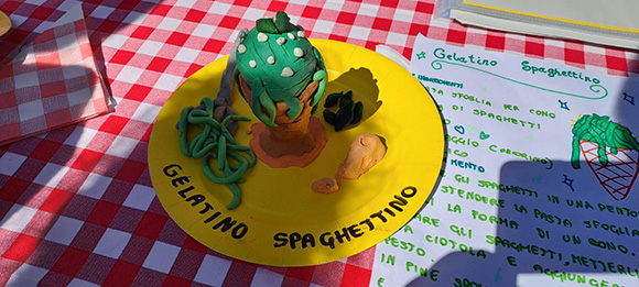 piatto o ricetta fatto con pasta modellabile: gelatino spaghettino piatto o ricetta fatto con pasta modellabile: gelatino spaghettino