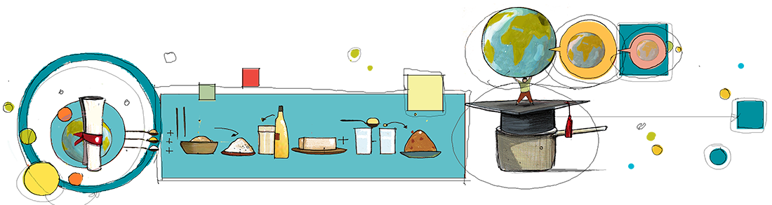 foglio arrotolato e vari ingredienti per una ricetta